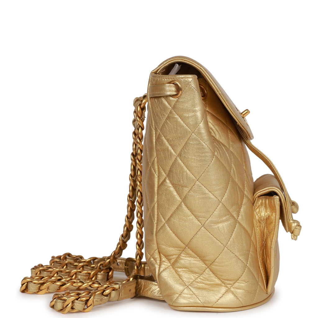 Vintage Duma Backpack Gold Metallic Lambskin Gold Hardware