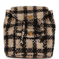 Vintage Duma Backpack Beige and Black Tweed Gold Hardware