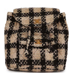 Vintage Duma Backpack Beige and Black Tweed Gold Hardware