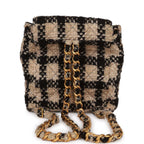 Vintage Duma Backpack Beige and Black Tweed Gold Hardware