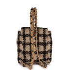 Vintage Duma Backpack Beige and Black Tweed Gold Hardware