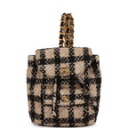 Vintage Duma Backpack Beige and Black Tweed Gold Hardware