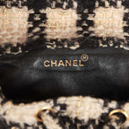 Vintage Duma Backpack Beige and Black Tweed Gold Hardware