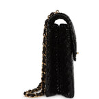 Vintage Flap Bag Black Wicker Gold Hardware