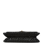 Vintage Flap Bag Black Wicker Gold Hardware