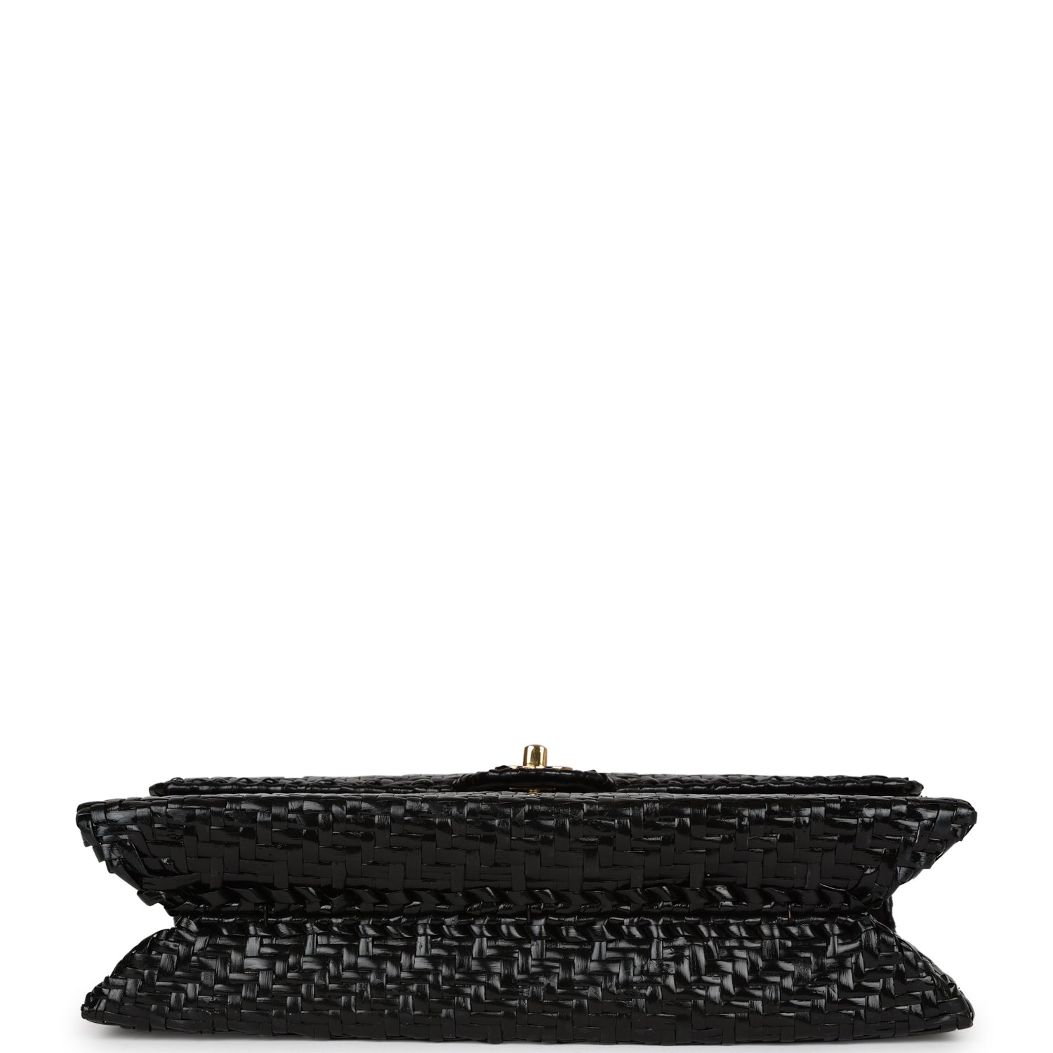 Vintage Flap Bag Black Wicker Gold Hardware