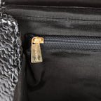 Vintage Flap Bag Black Wicker Gold Hardware