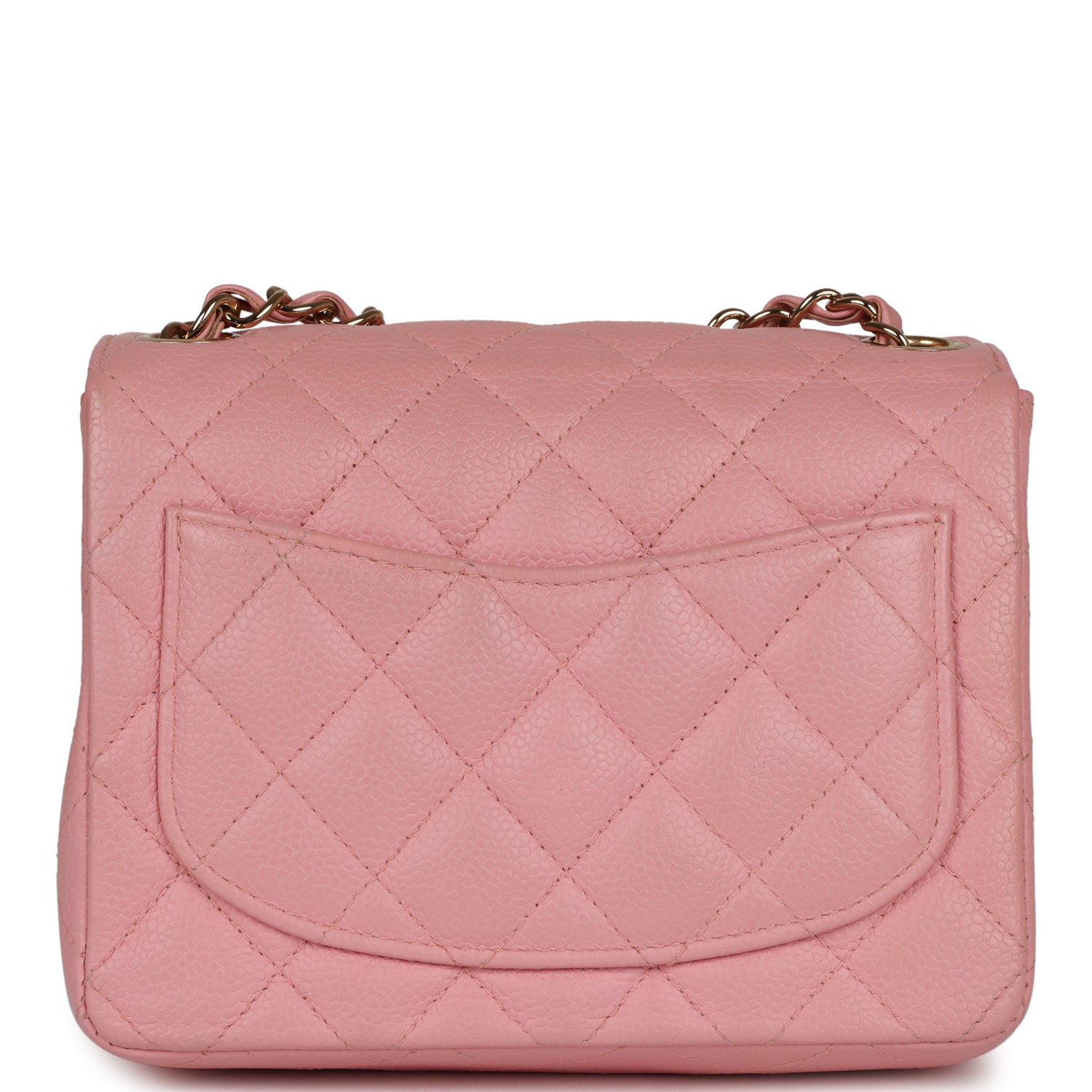 Vintage Mini Square Flap Pink Caviar Gold Hardware