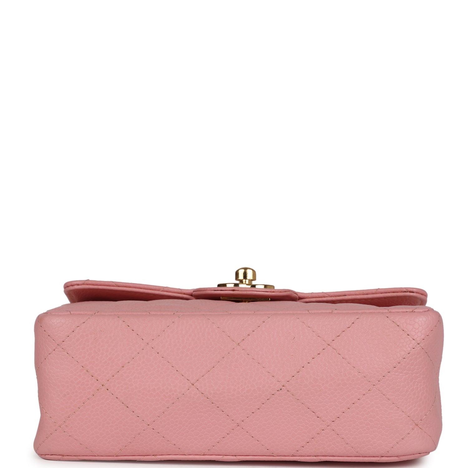 Vintage Mini Square Flap Pink Caviar Gold Hardware