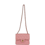 Vintage Mini Square Flap Pink Caviar Gold Hardware