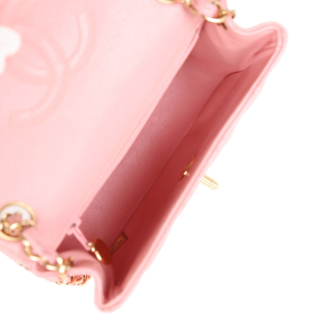 Vintage Mini Square Flap Pink Caviar Gold Hardware