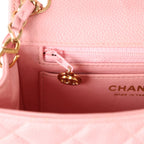 Vintage Mini Square Flap Pink Caviar Gold Hardware