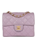Vintage Mini Square Flap Bag Light Purple Lambskin Matte Gold Hardware
