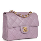 Vintage Mini Square Flap Bag Light Purple Lambskin Matte Gold Hardware