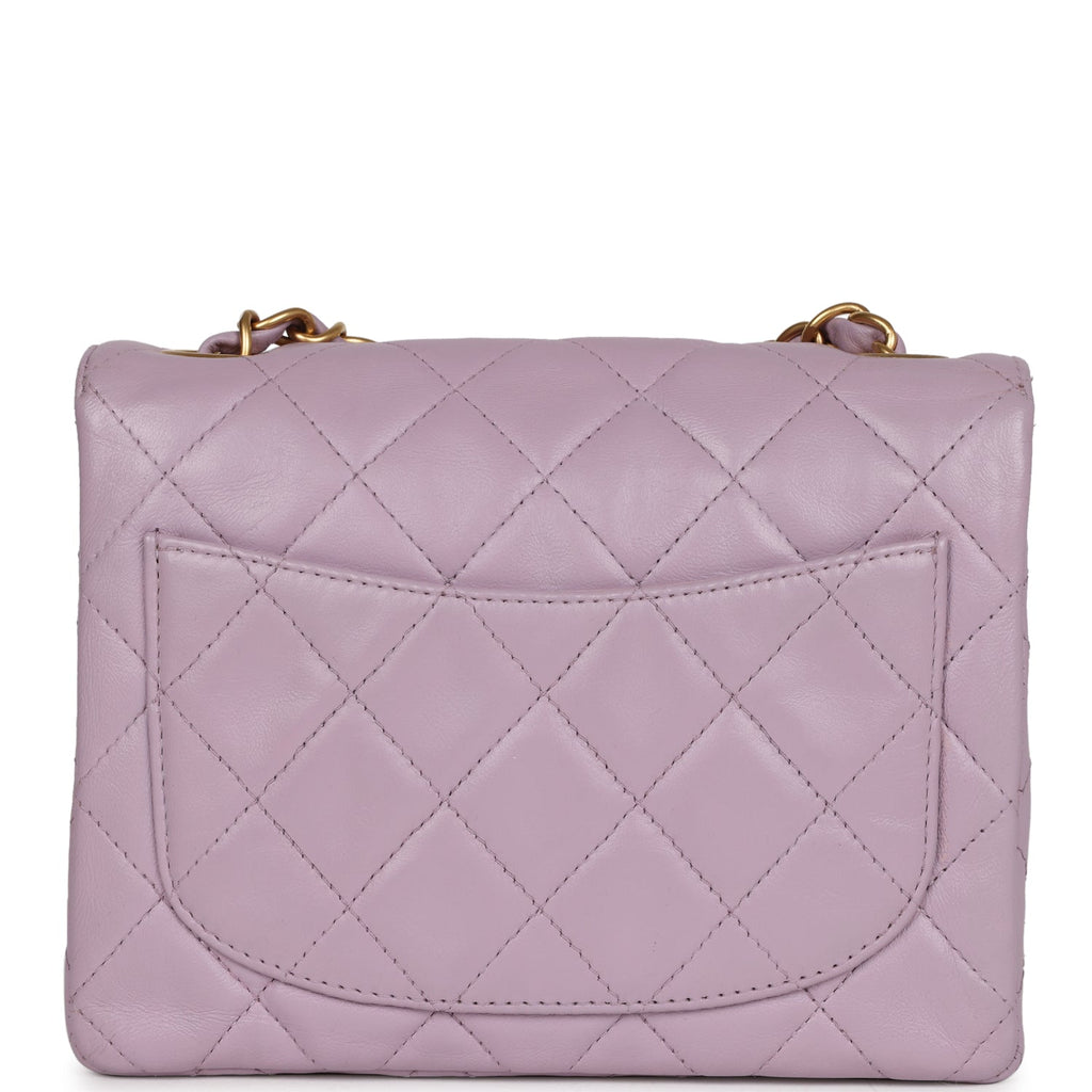 Vintage Mini Square Flap Bag Light Purple Lambskin Matte Gold Hardware