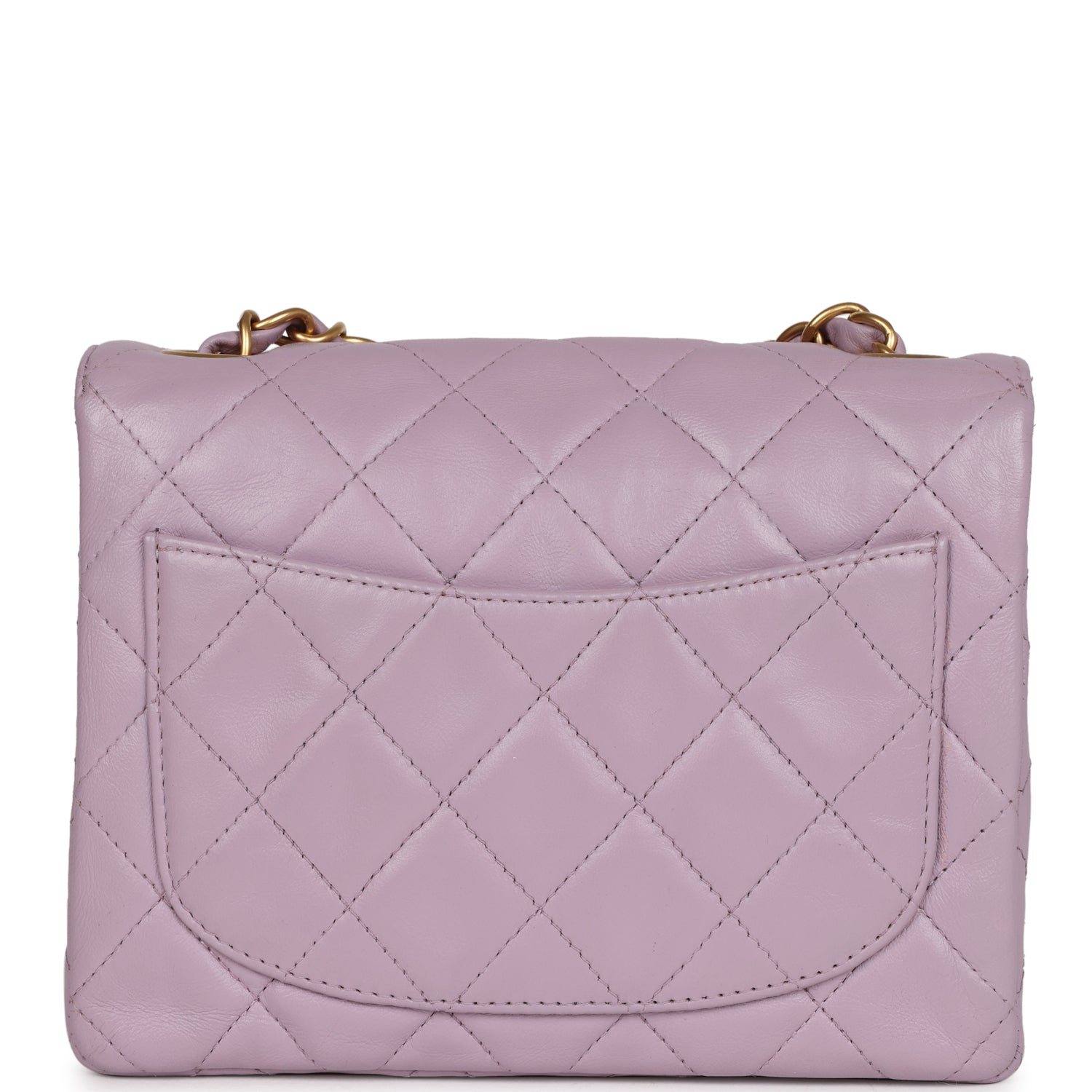 Vintage Mini Square Flap Bag Light Purple Lambskin Matte Gold Hardware