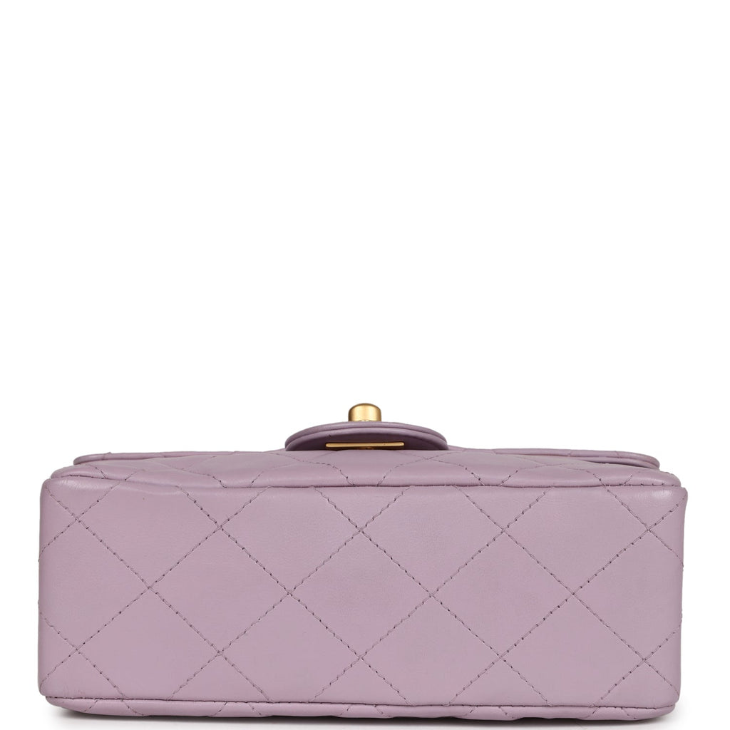 Vintage Mini Square Flap Bag Light Purple Lambskin Matte Gold Hardware