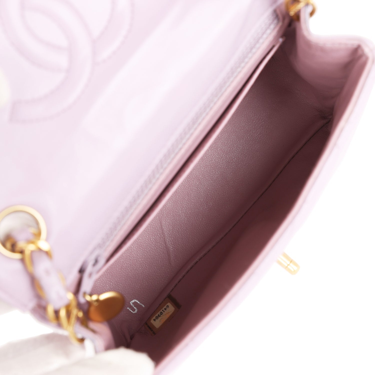 Vintage Mini Square Flap Bag Light Purple Lambskin Matte Gold Hardware