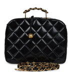 Vintage Lunchbox Vanity Black Patent Leather Gold Hardware