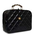 Vintage Lunchbox Vanity Black Patent Leather Gold Hardware