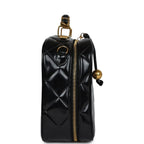 Vintage Lunchbox Vanity Black Patent Leather Gold Hardware