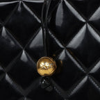 Vintage Lunchbox Vanity Black Patent Leather Gold Hardware