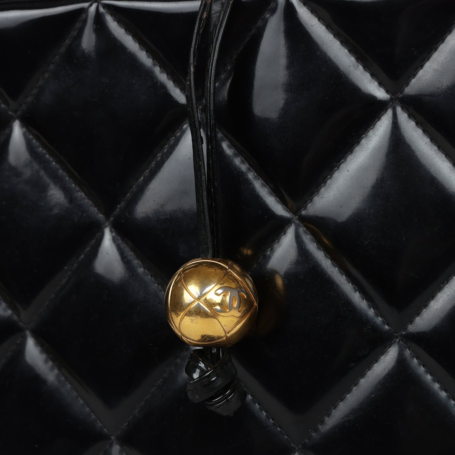Vintage Lunchbox Vanity Black Patent Leather Gold Hardware