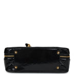 Vintage Lunchbox Vanity Black Patent Leather Gold Hardware