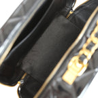 Vintage Lunchbox Vanity Black Patent Leather Gold Hardware
