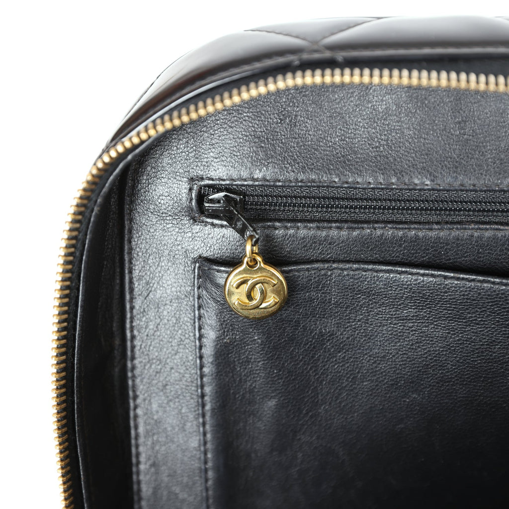 Vintage Lunchbox Vanity Black Patent Leather Gold Hardware