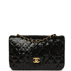 Vintage Small Flap Bag Black Sequin Gold Hardware