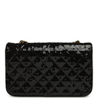 Vintage Small Flap Bag Black Sequin Gold Hardware