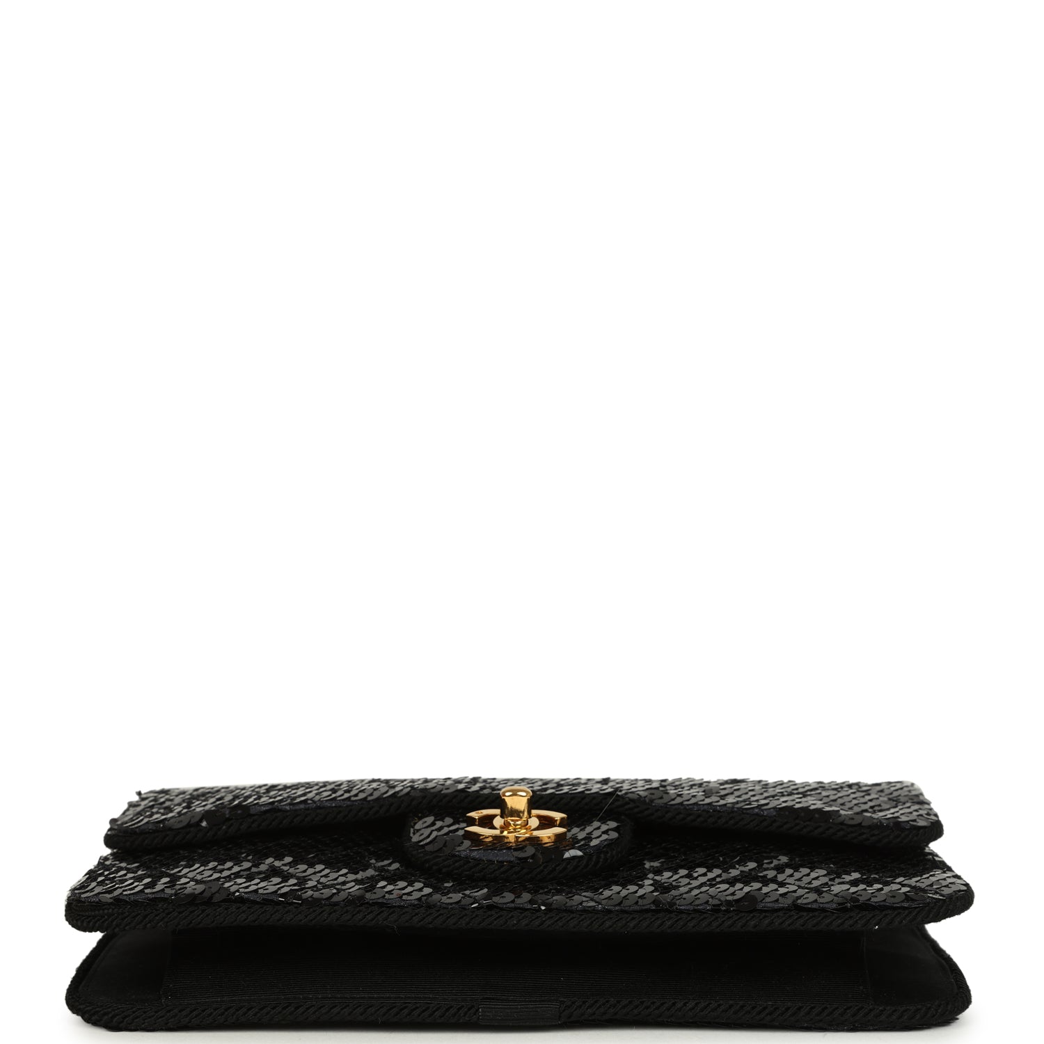 Vintage Small Flap Bag Black Sequin Gold Hardware