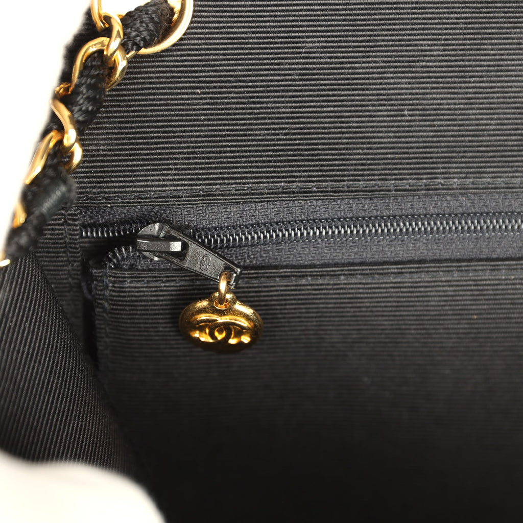Vintage Small Flap Bag Black Sequin Gold Hardware