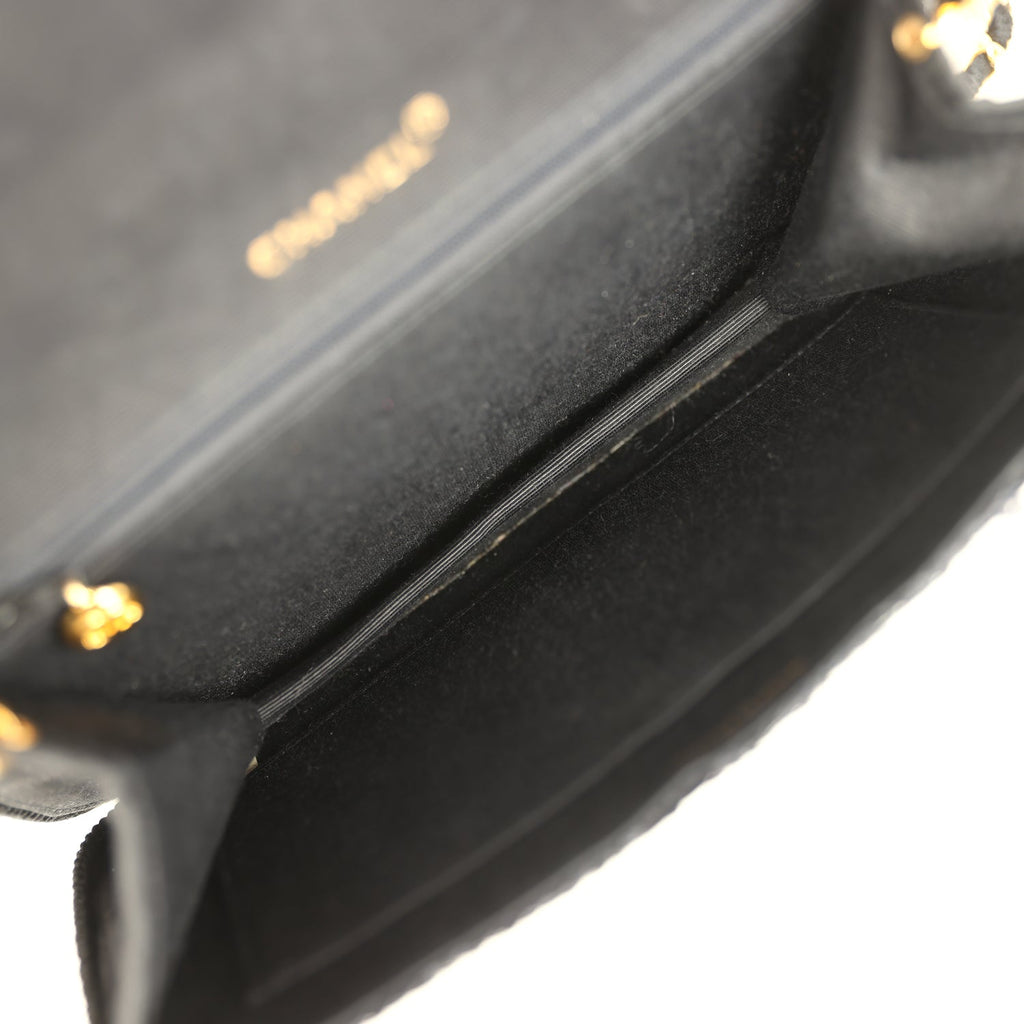 Vintage Small Flap Bag Black Sequin Gold Hardware