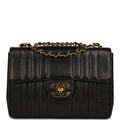 Vintage Jumbo Classic Mademoiselle Vertical Flap Black Caviar Gold Hardware