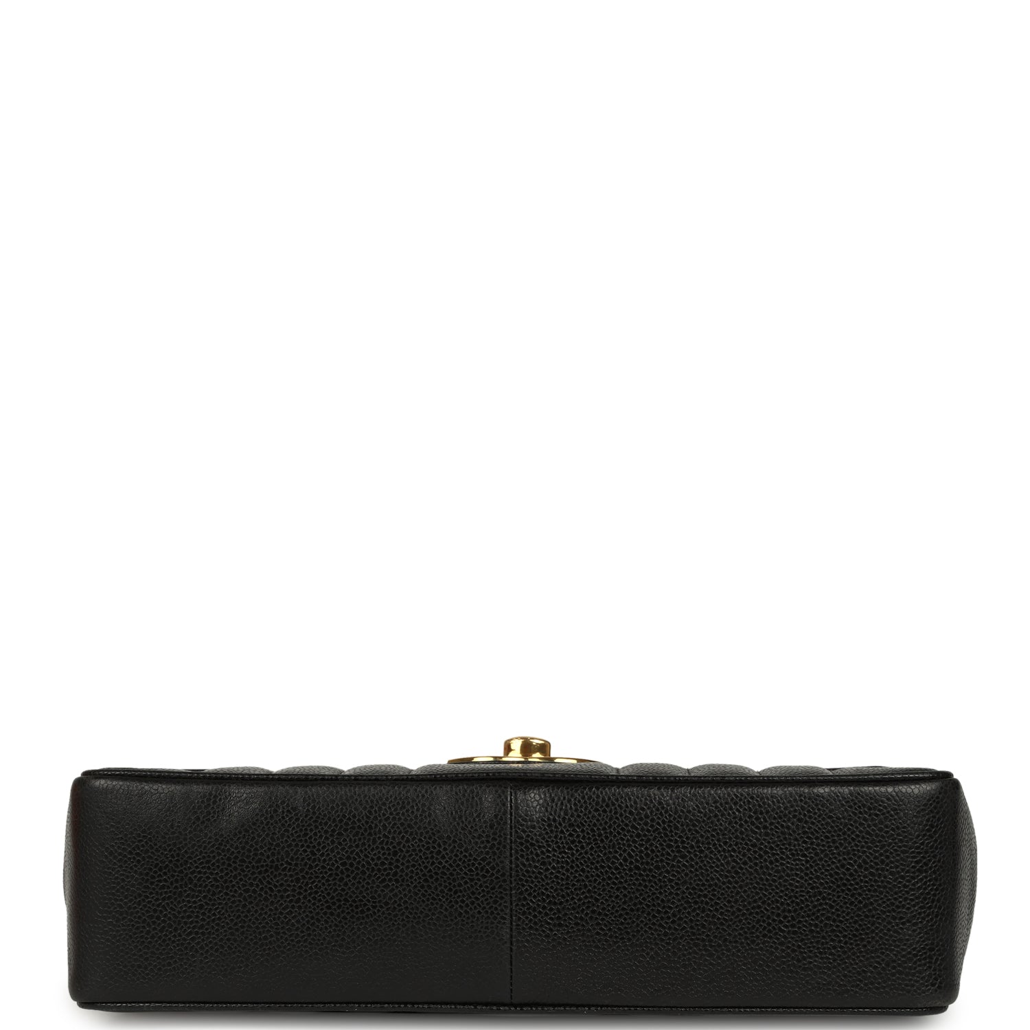 Vintage Jumbo Classic Mademoiselle Vertical Flap Black Caviar Gold Hardware