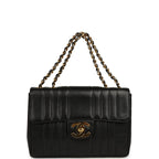 Vintage Jumbo Classic Mademoiselle Vertical Flap Black Caviar Gold Hardware