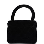 Vintage Micro Kelly Child Flap Bag Black Velvet Gold Hardware