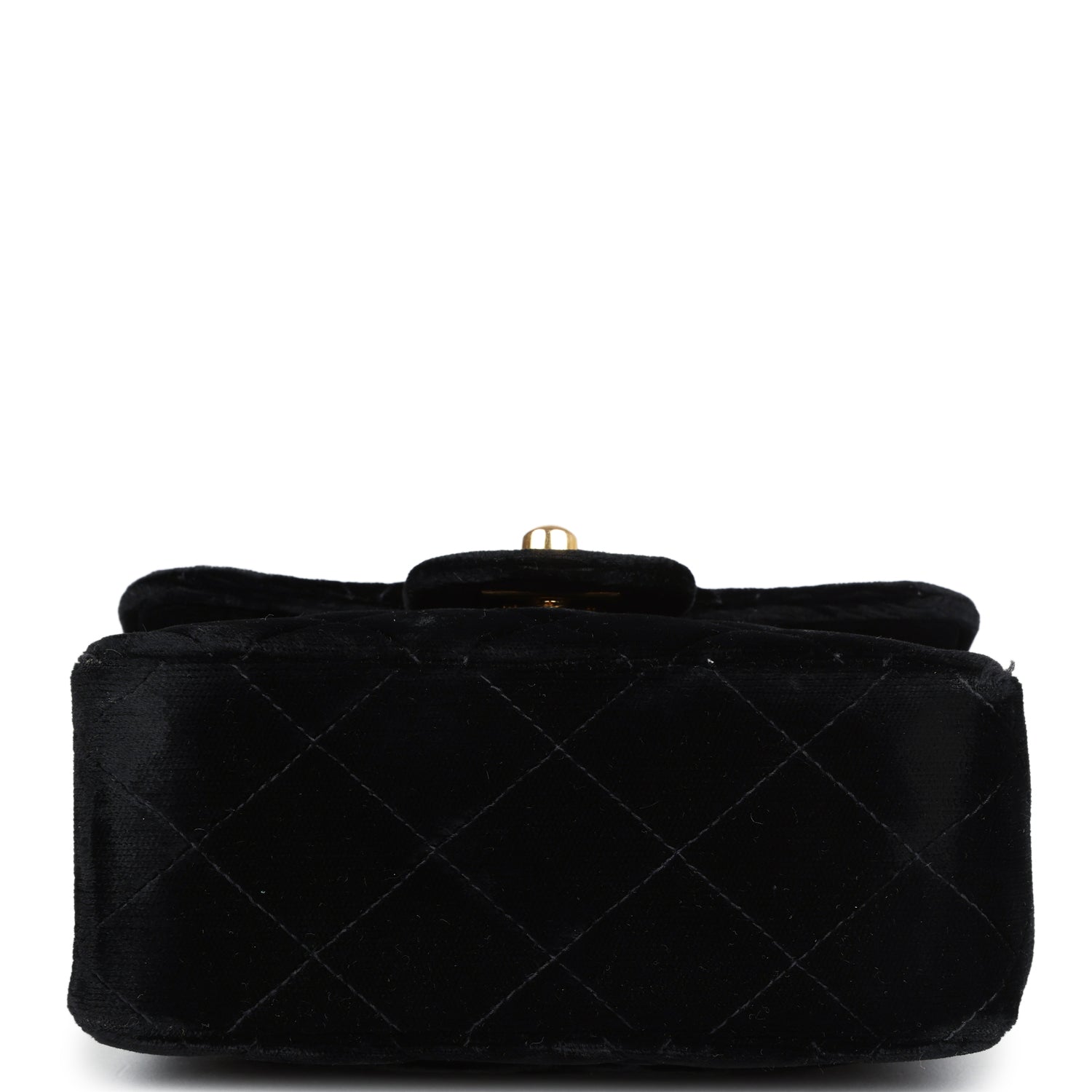 Vintage Micro Kelly Child Flap Bag Black Velvet Gold Hardware