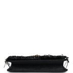 Vintage Quilted Fringe Single Flap Bag Black Raffia Gold Hardware