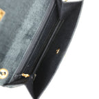 Vintage Quilted Fringe Single Flap Bag Black Raffia Gold Hardware