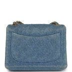 Vintage Mini Square Flap Bag Blue Denim Gold Hardware
