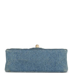Vintage Mini Square Flap Bag Blue Denim Gold Hardware