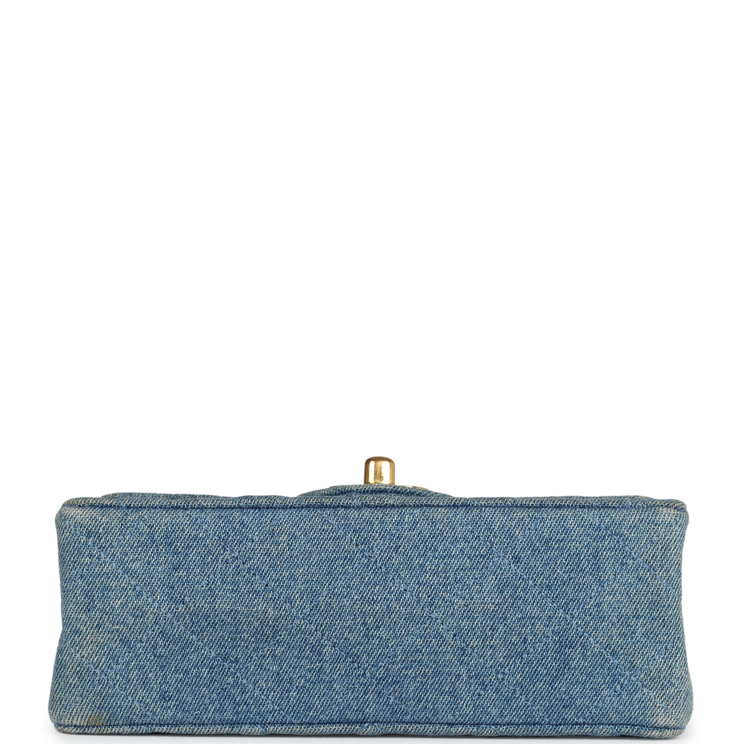 Vintage Mini Square Flap Bag Blue Denim Gold Hardware