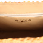 Vintage Small Picnic Basket Bag Natural Wicker Gold Hardware
