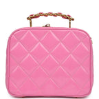 Vintage Lunchbox Vanity Bag Pink Patent Gold Hardware