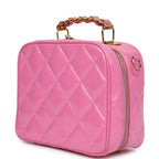 Vintage Lunchbox Vanity Bag Pink Patent Gold Hardware