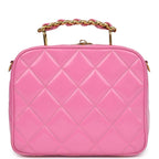 Vintage Lunchbox Vanity Bag Pink Patent Gold Hardware