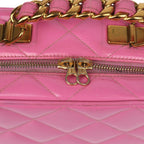 Vintage Lunchbox Vanity Bag Pink Patent Gold Hardware